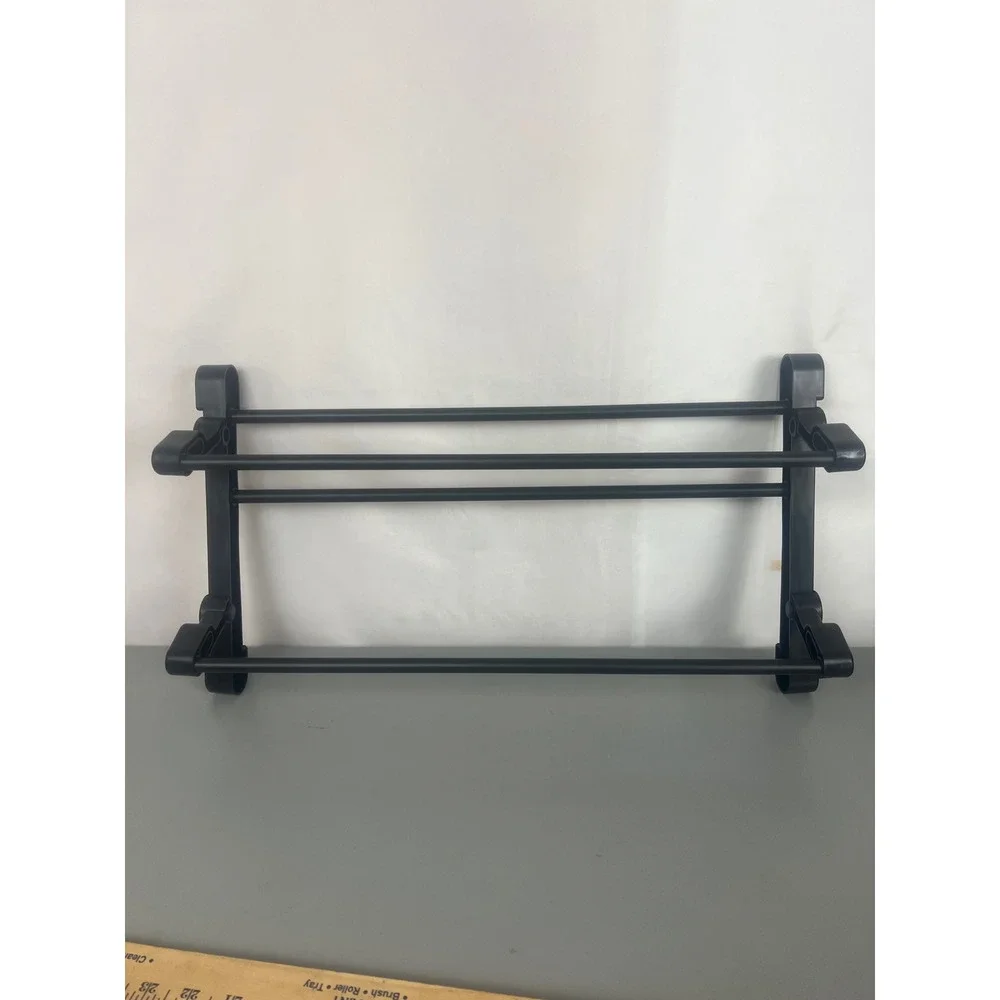 Black Wall Mounted Folding Towel Rack 3 Tier Adhesive Bathroom Storage Organizer